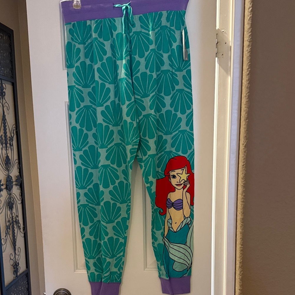 Disney Ariel Teal and Purple Lounge Jogger Pants NWT